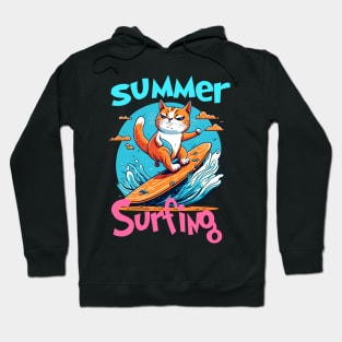 Cat Surfing Funny Hoodie